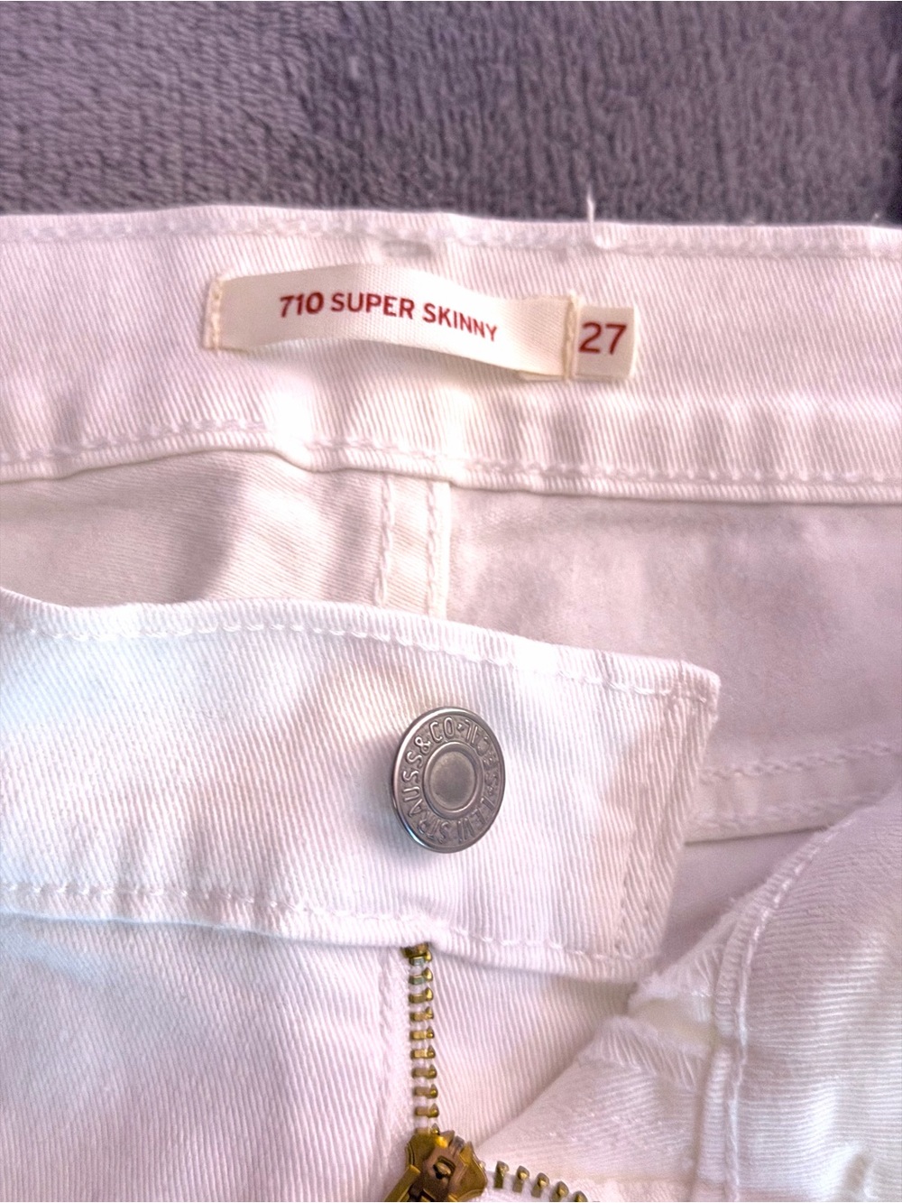 Levi’s 710 Super Skinny Jeans White W27 L30 High Rise Stretch - Picture 3 of 4